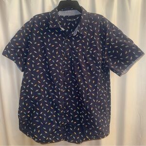 Toad&Co Men's Dark Blue Patterned Shirt